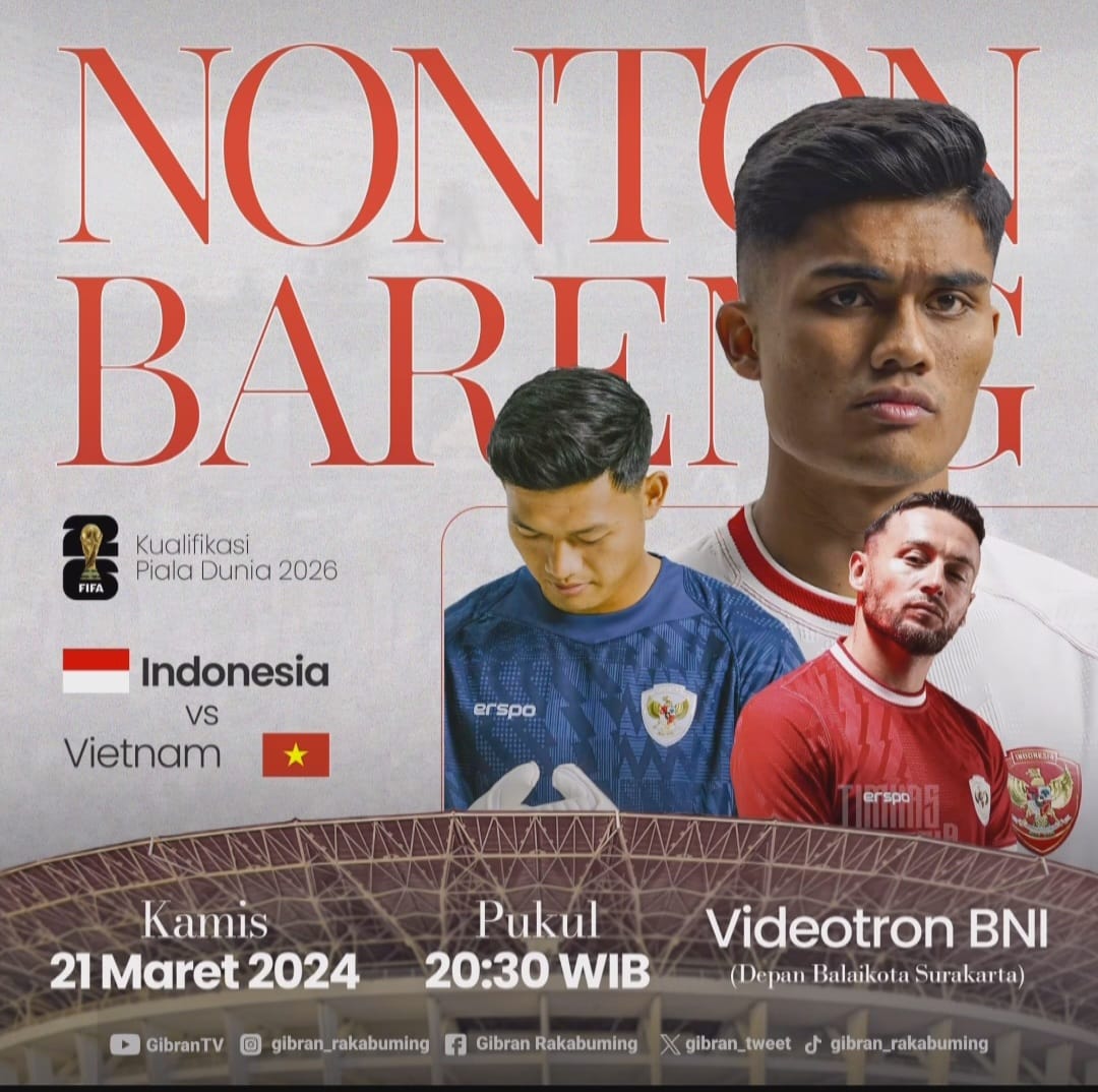  Malam Ini! Ada Nobar Kualifikasi Piala Dunia 2026 Timnas Indonesia vs Motiv 