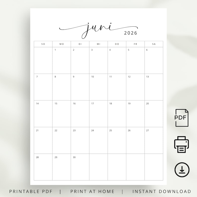  2026 Kalender 2026 Kalender Deutsch Monatsplaner 2026 Portrait German Illustration 