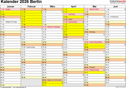  Kalender 2026 Berlin: Ferien, Feiertage, Excel-Vorlagen 