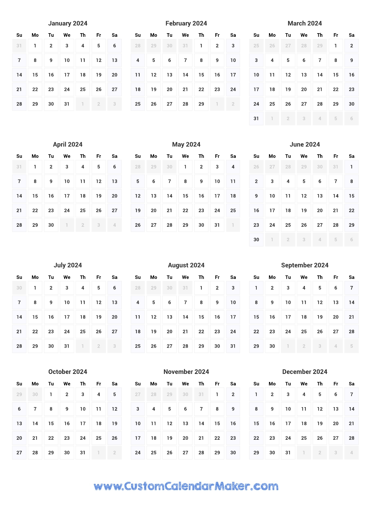 Monthly At A Glance Calendar Free Printable 2025 Free Printable Calendar Large Boxes 2023