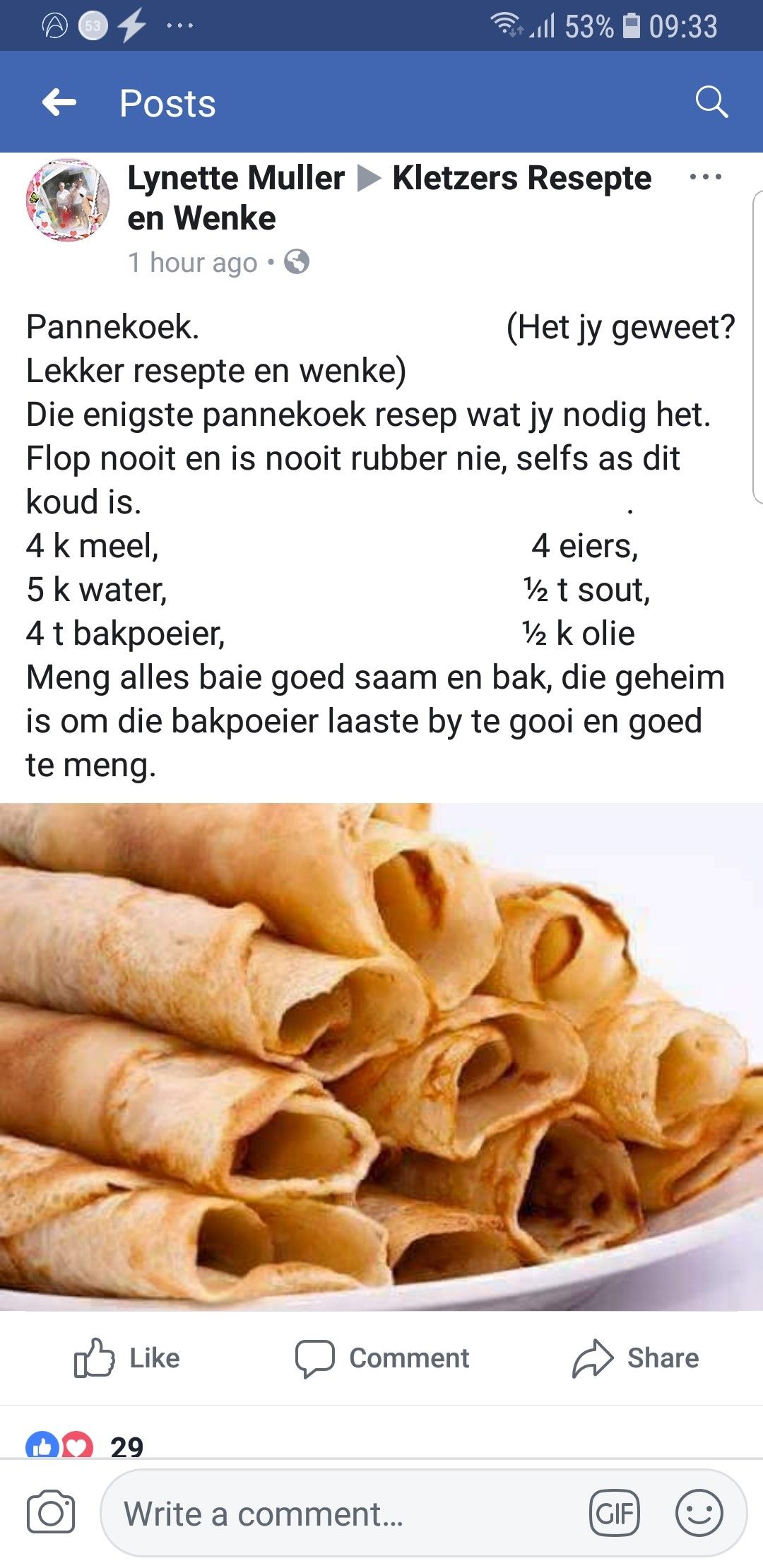 Nel Pannekoek Pannekoek African South Recipes Aninas Tweet