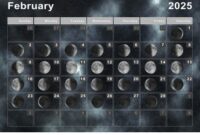 2025 Calendar With Moon Phases February 2025 Lunar Calendar Moon Cycles Stock Illustration 2216176877