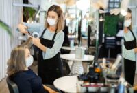 Stylist Doing Hair Hair Stylist Work On Woman Hair In Salon Stock Photo 47445364