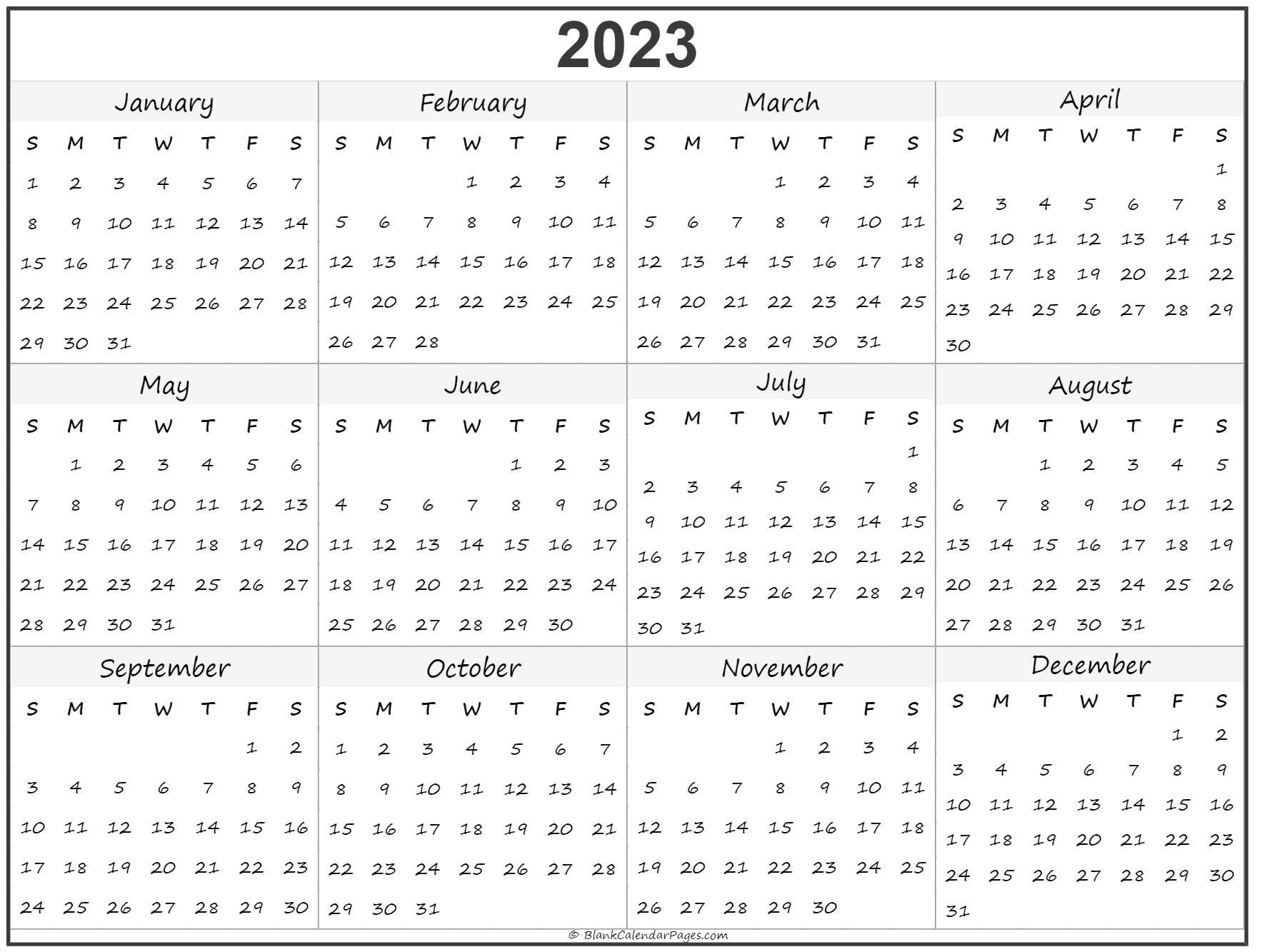 Free Printable Yearly Calendar 2023 | Images and Photos finder