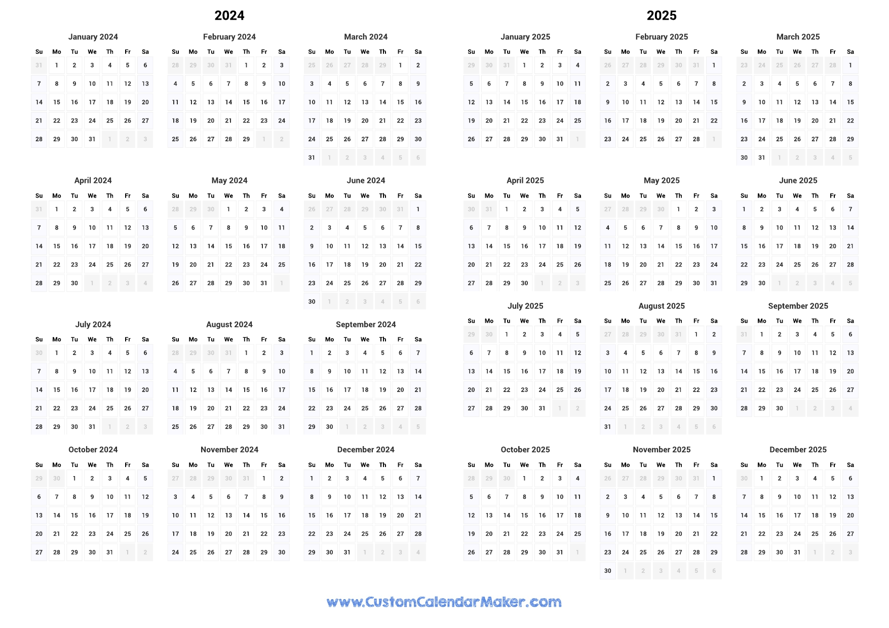 May And June 2025 Calendar Printable Free Free Printable 2025 Calendar Pages