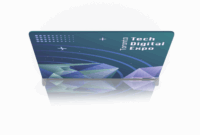 Digital Tech Background Booth Premium Photo