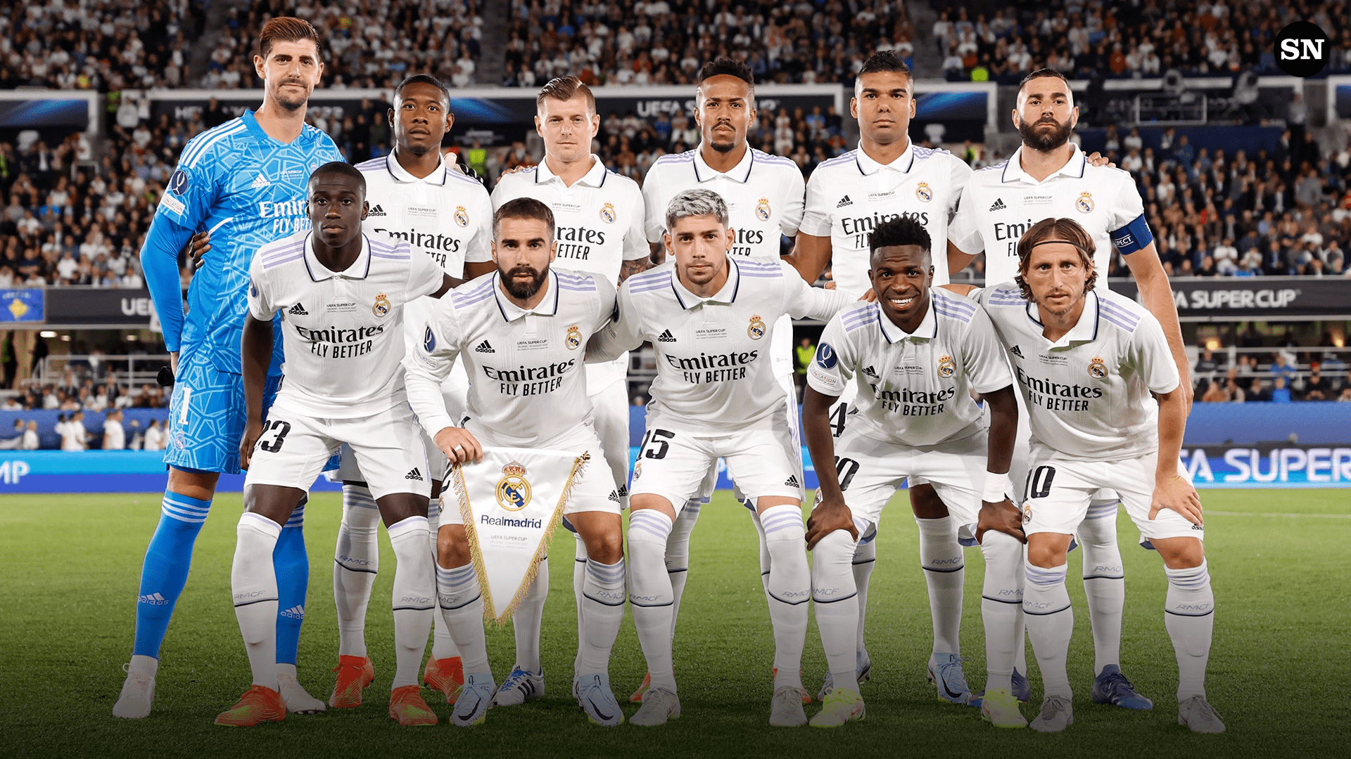 Real Madrid First Team Real Madrid's Gareth Bale (centre Left) And Team-mates Celebrate With