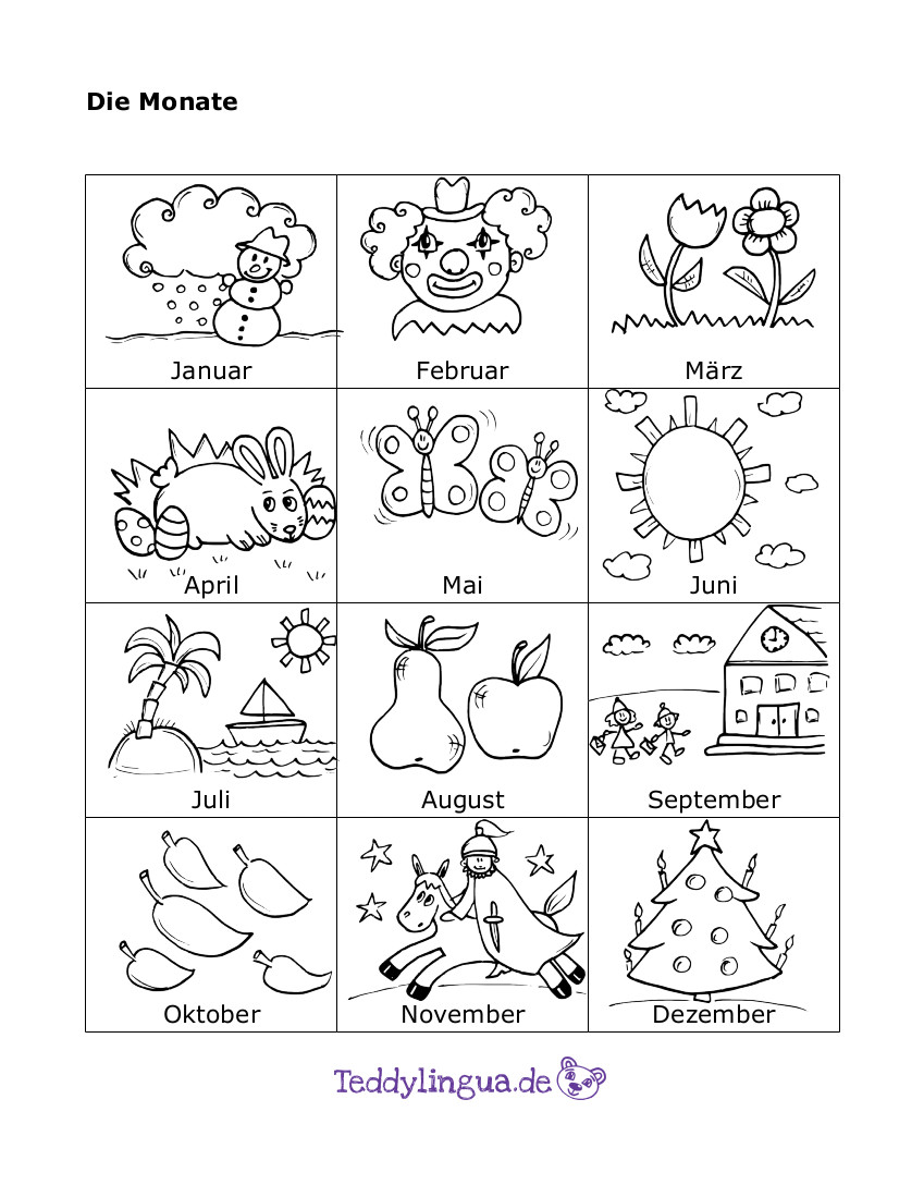 ausmalbilder monate
