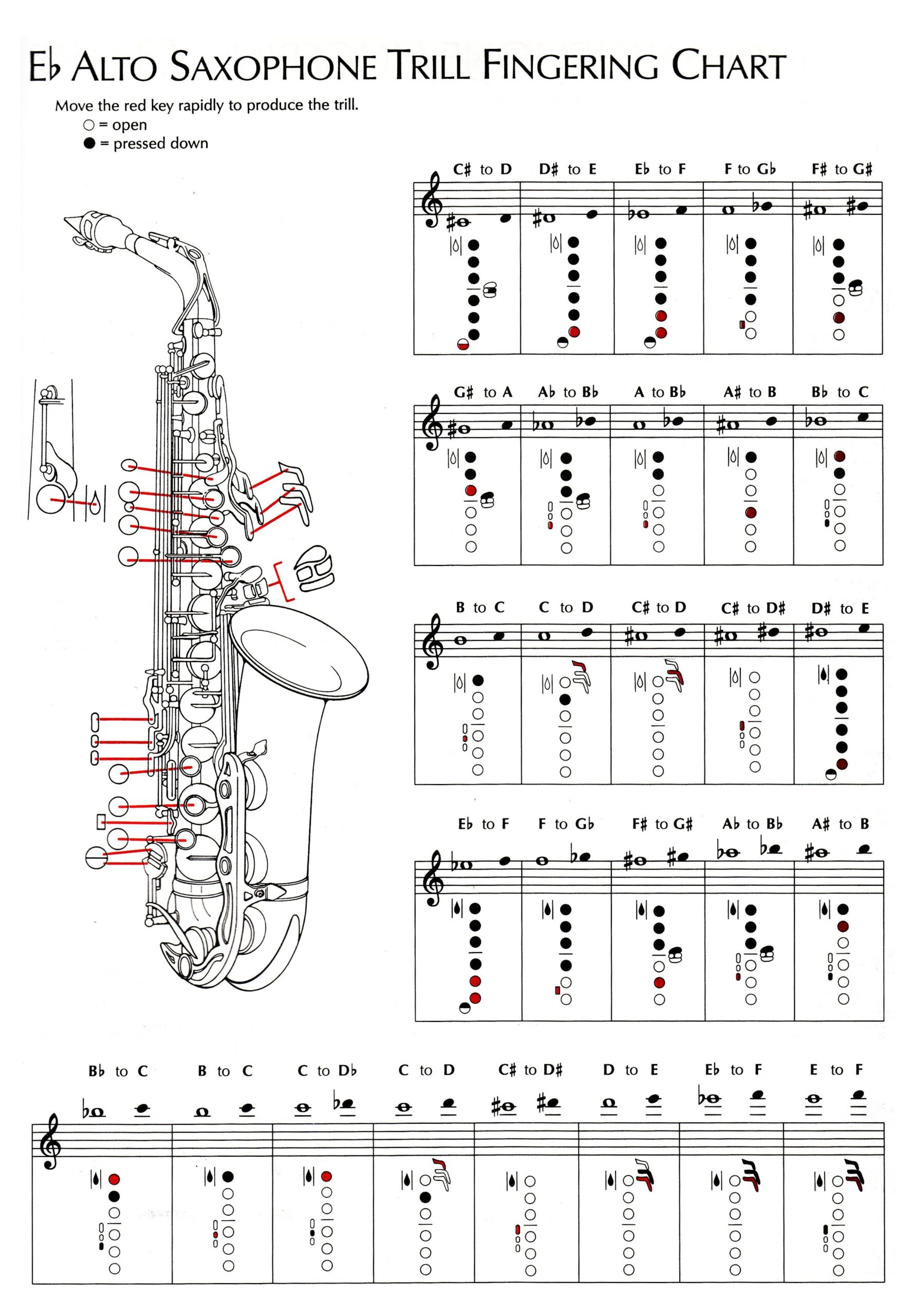 Alto Saxophone Finger Chart Saxophone Altissimo Fingering Chart