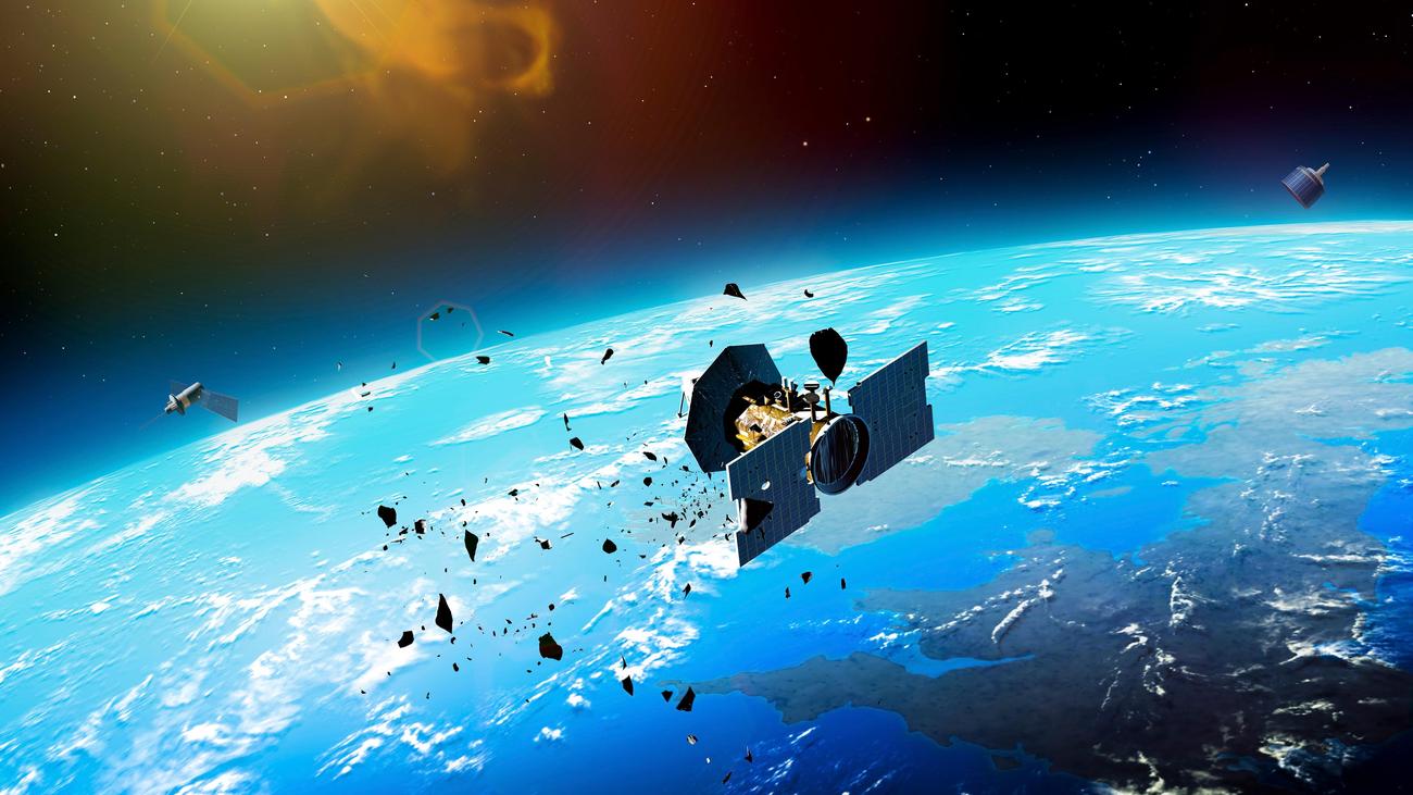 Beschadigter Satellit Weltraumschrott Iss-trümmer Könnten Erde Treffen