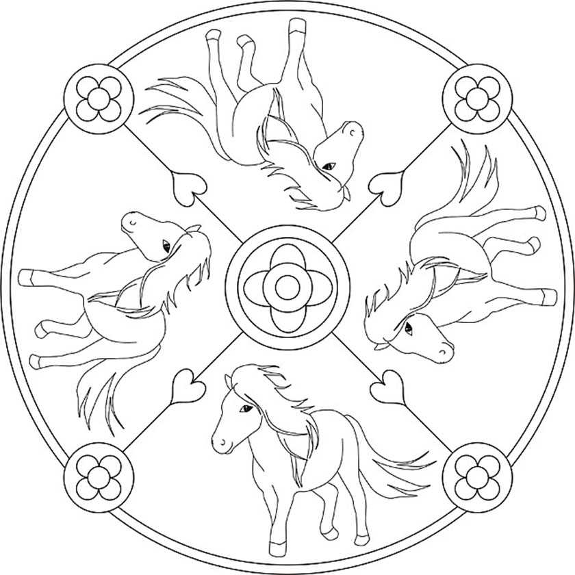 ausmalbilder mandala pferde