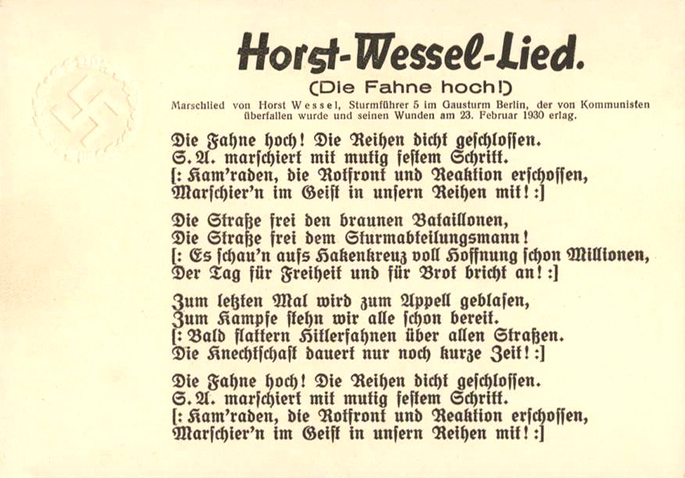 Horst Wessel Lied Lyrics Wessel Horst Lied 09t19 38z