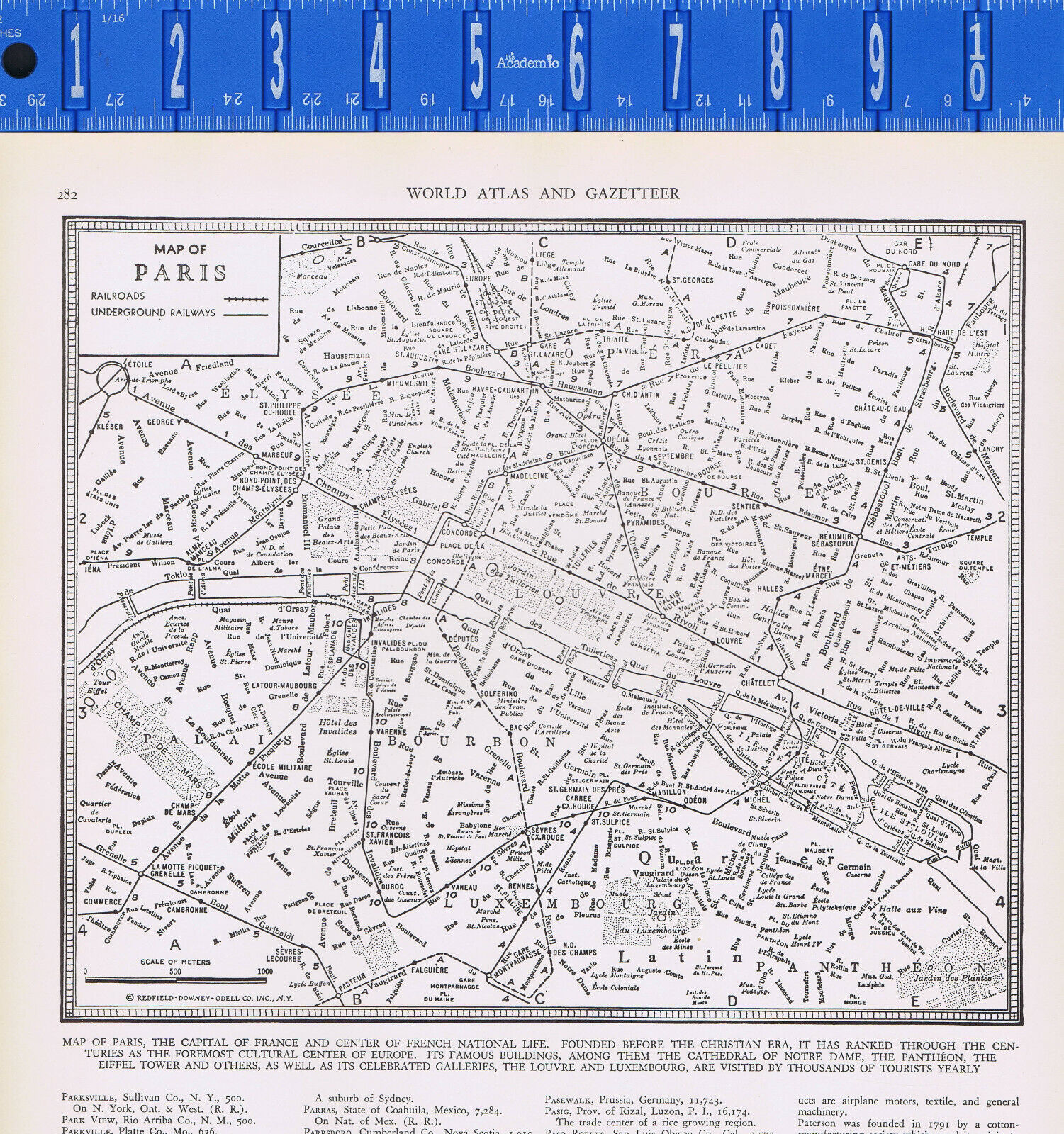 The Central Axis Of Paris Plan Map Of Paris, Central Part Of The University Stock Photo