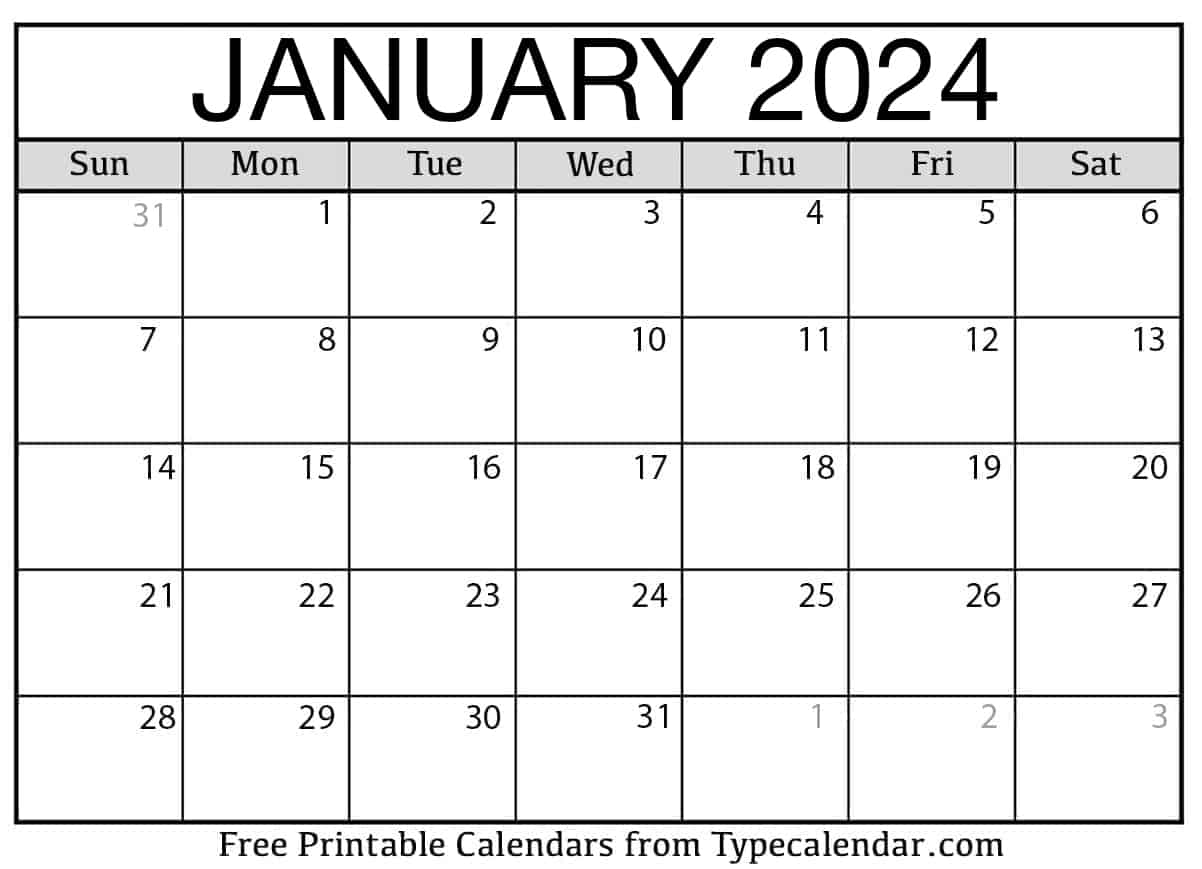 December 2024 And January 2025 Calendar Calendar Printable January 2024