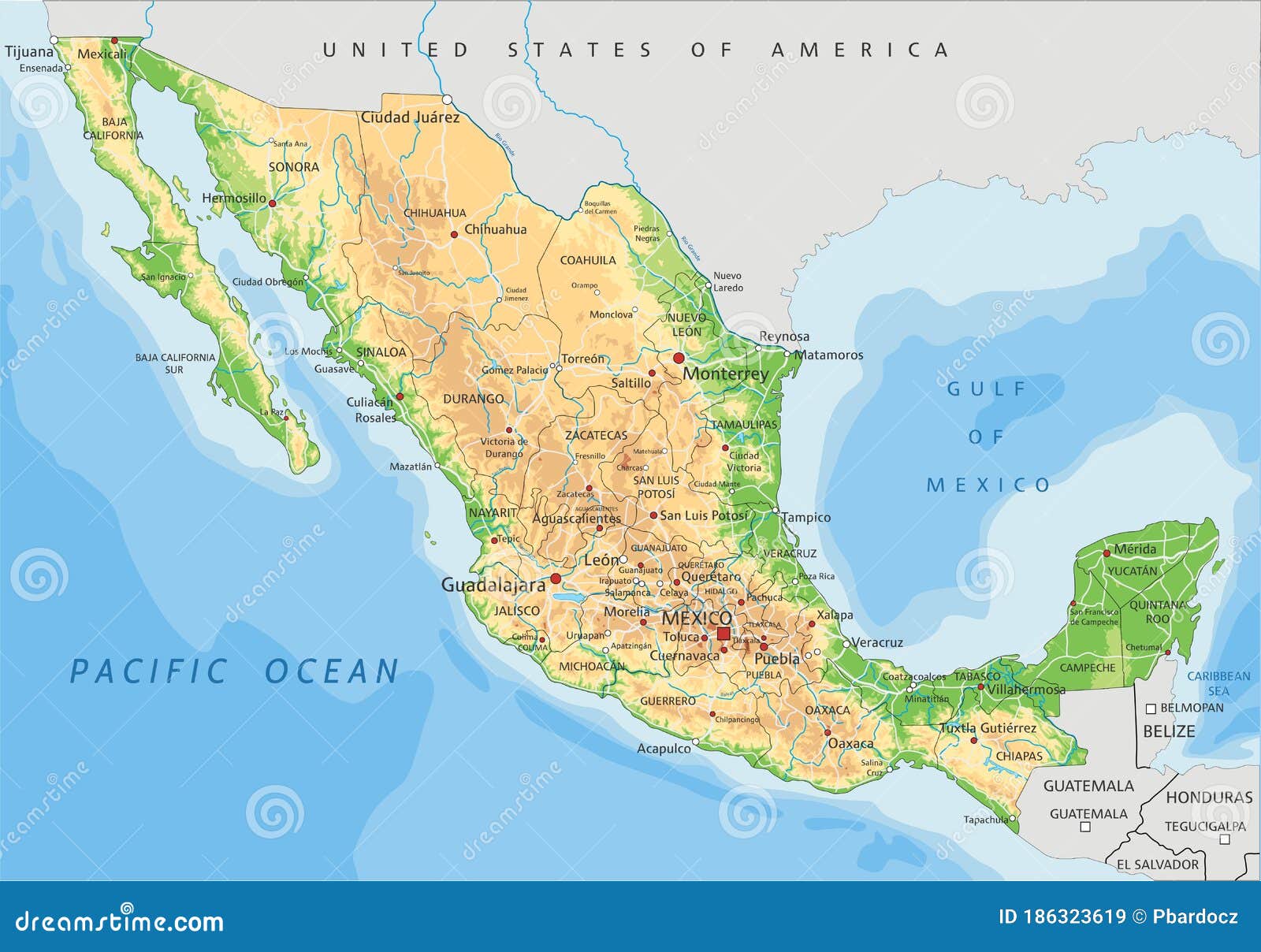  Mexico Physical Map Bildidee 