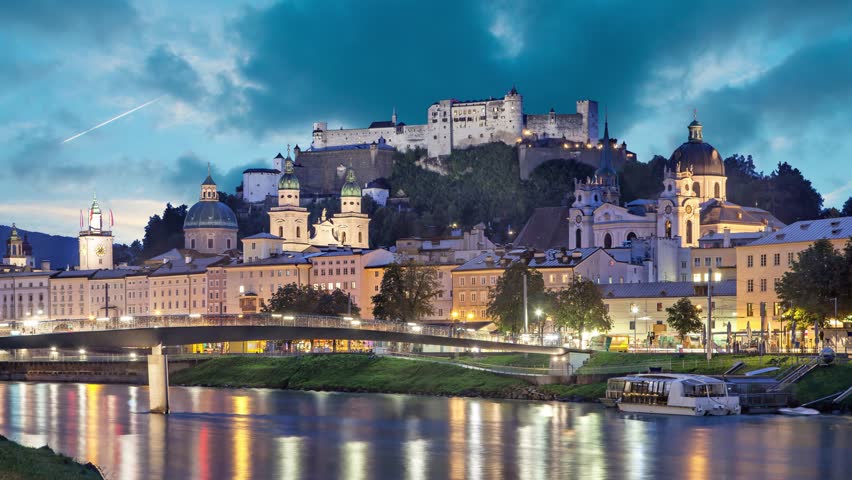  Night time Cityscape in Salzburg, Austria image - Free stock photo Bildidee 