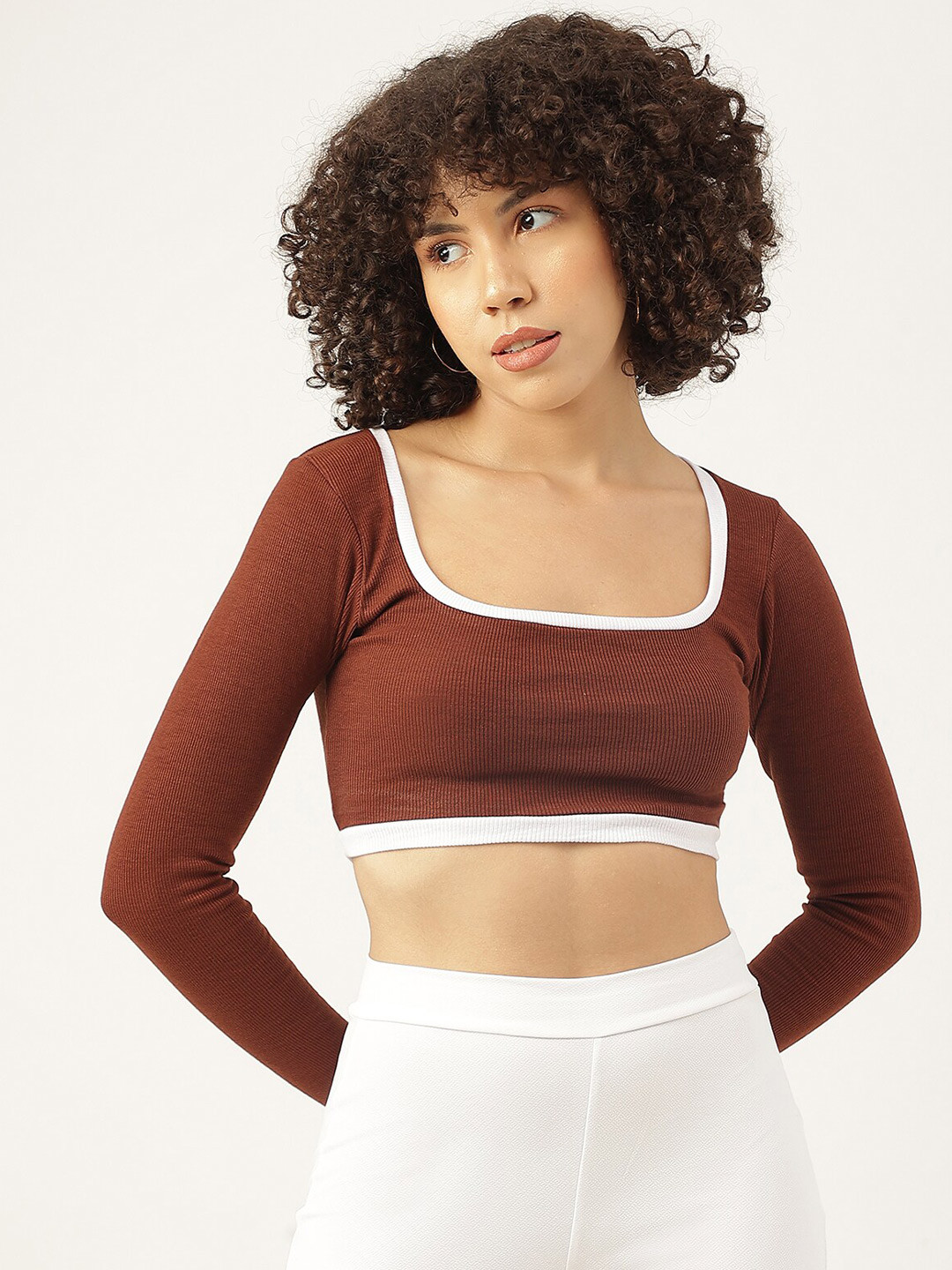  Buy AAHWAN Square Neck Long Sleeves Crop Top - Tops for Women 22513334 Motiv 