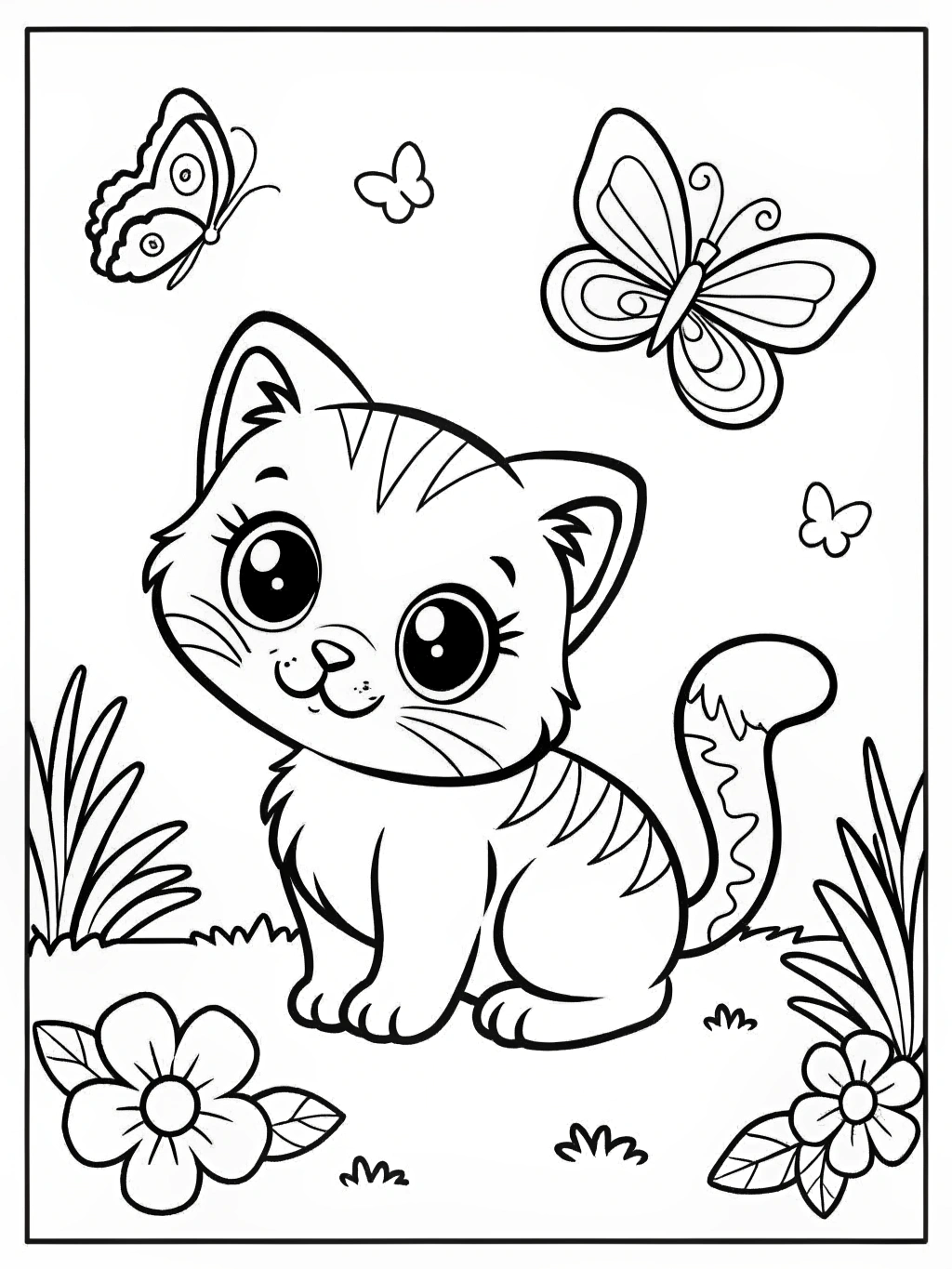  Cute Cat Coloring Page 