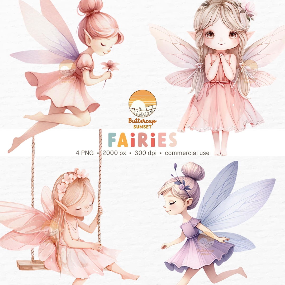 Bbc Live Radio Stations – 4 pastel fairies watercolor clipart png digital download