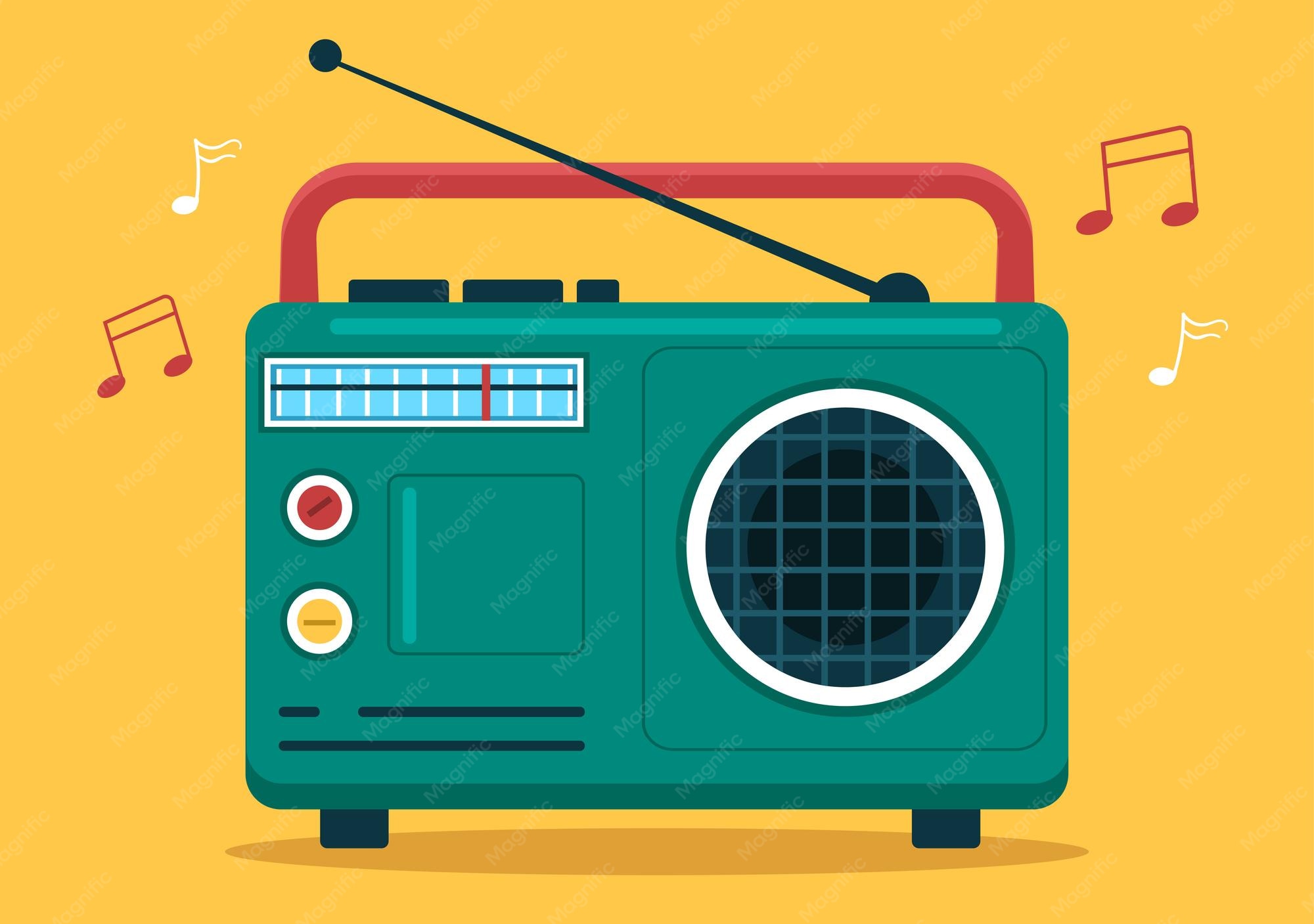 Radio Player for Record and Listening to Music in Illustration 