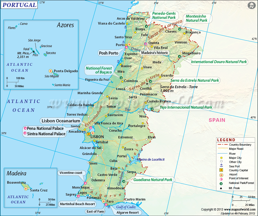  Foto zu Portugal Map - ToursMaps.com 