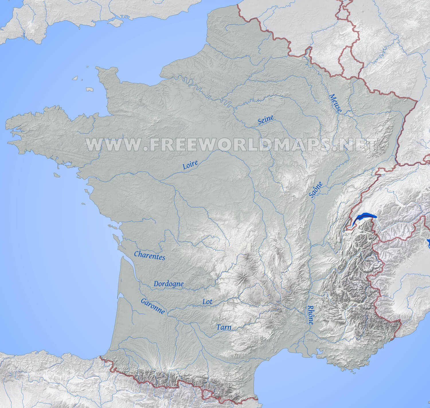  France Physical Map Motiv 