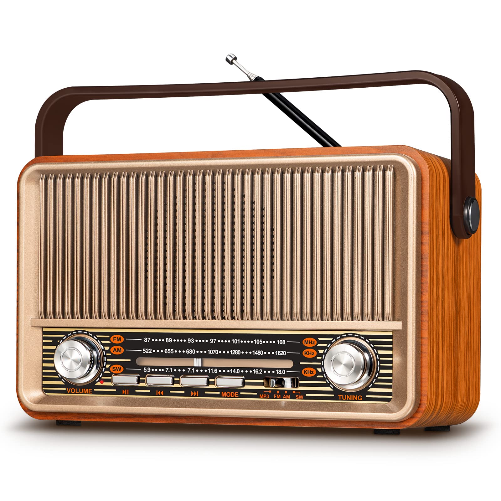  Buy 【2024 Newest】 PRUNUS J120 Retro Vintage Radio AM FM, Portable 