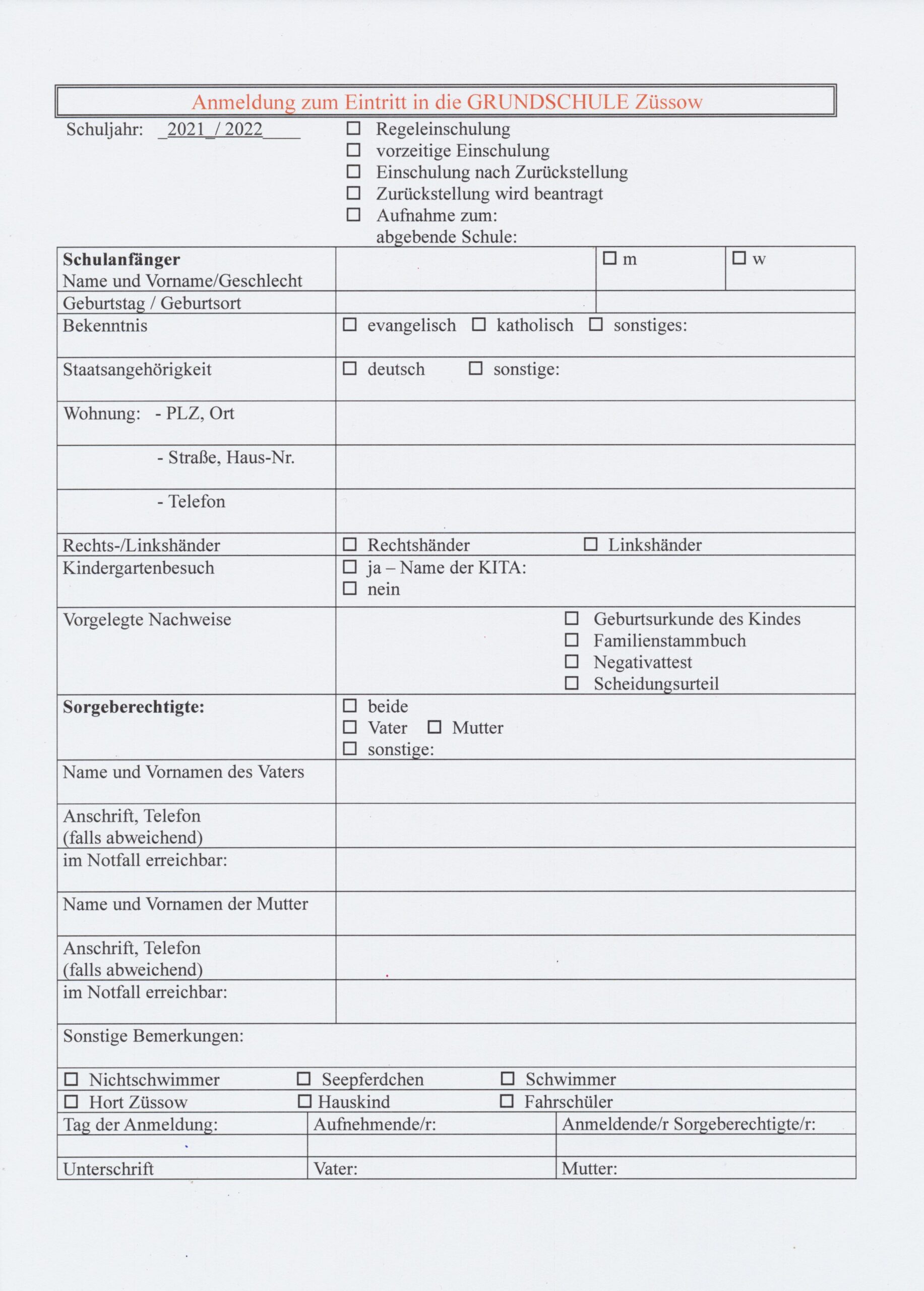 Grundschule Anmeldung 2026 anmeldung Zur Einschulung Im Schuljahr 2024/25 An Der Regenbogenkinder …