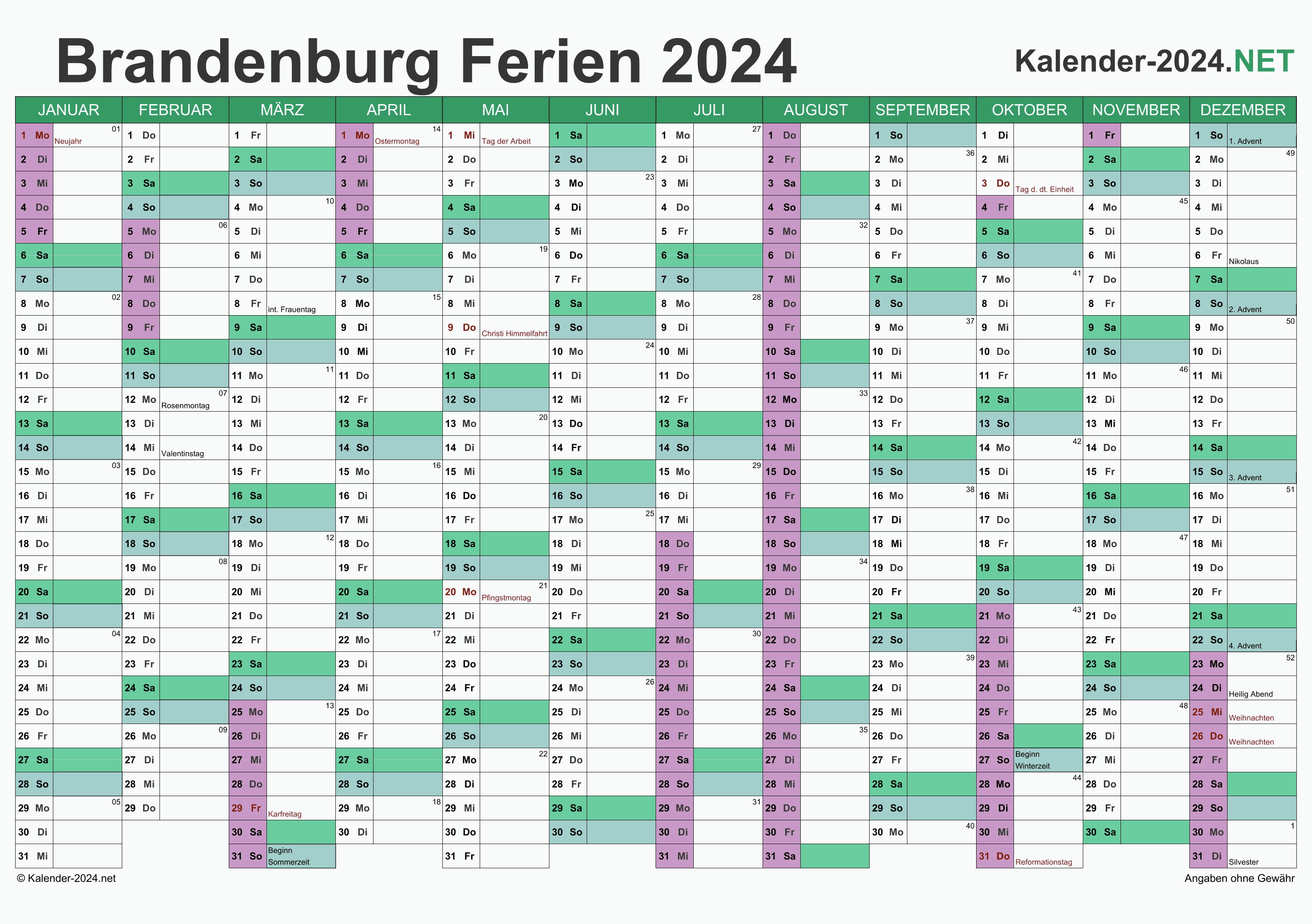  FERIEN Brandenburg 2024 - Ferienkalender & Übersicht 