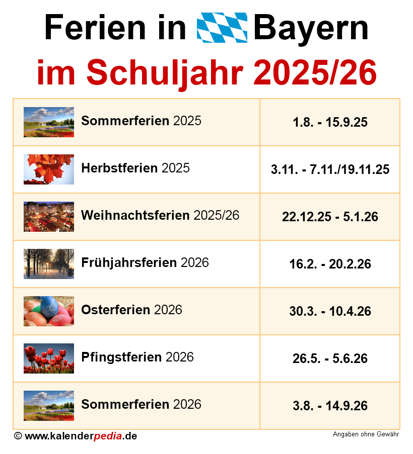  Foto zu Ferien in Bayern im Schuljahr 2025/26 