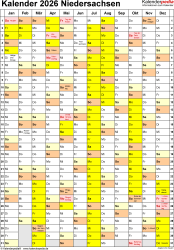  Kalender 2026 Niedersachsen: Ferien, Feiertage, PDF-Vorlagen 