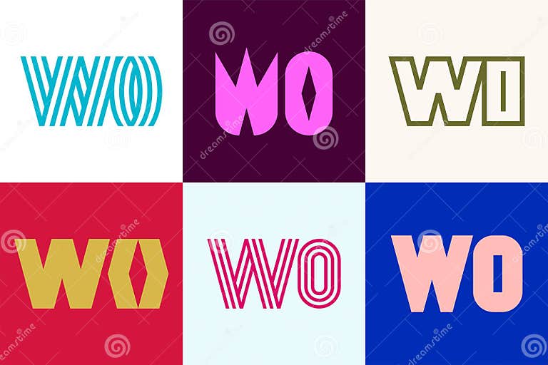  Foto zu Set of letter WO logos stock illustration. Illustration of company 