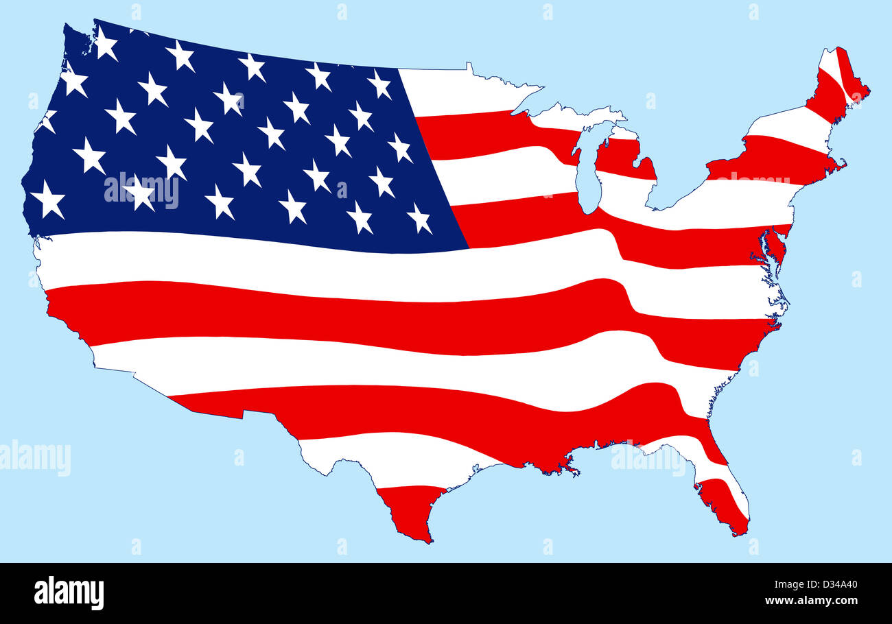  Foto zu United States Map And Flag 