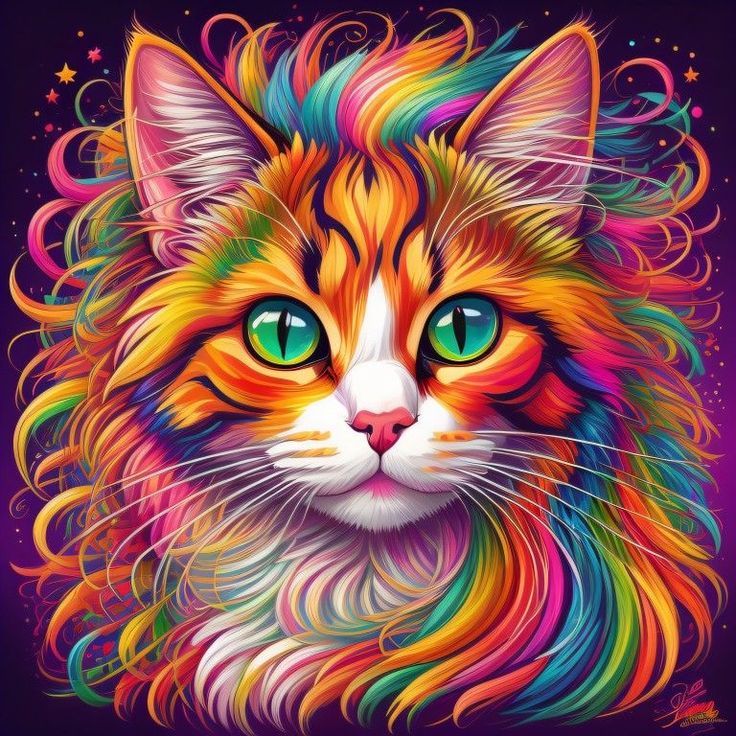  Colorful Cat Art: #CanvasCatCreations #CatCrafting #MeowMasterpiece Motiv 