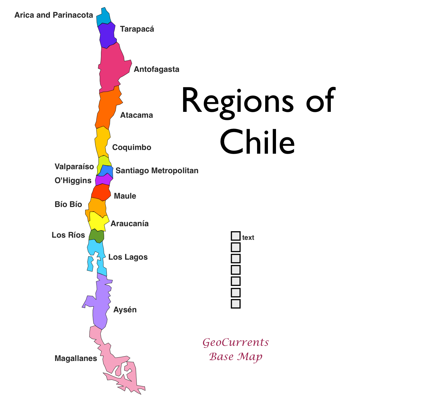  Foto zu Printable Free Labeled Map of Chile With State, Capital & Cities 