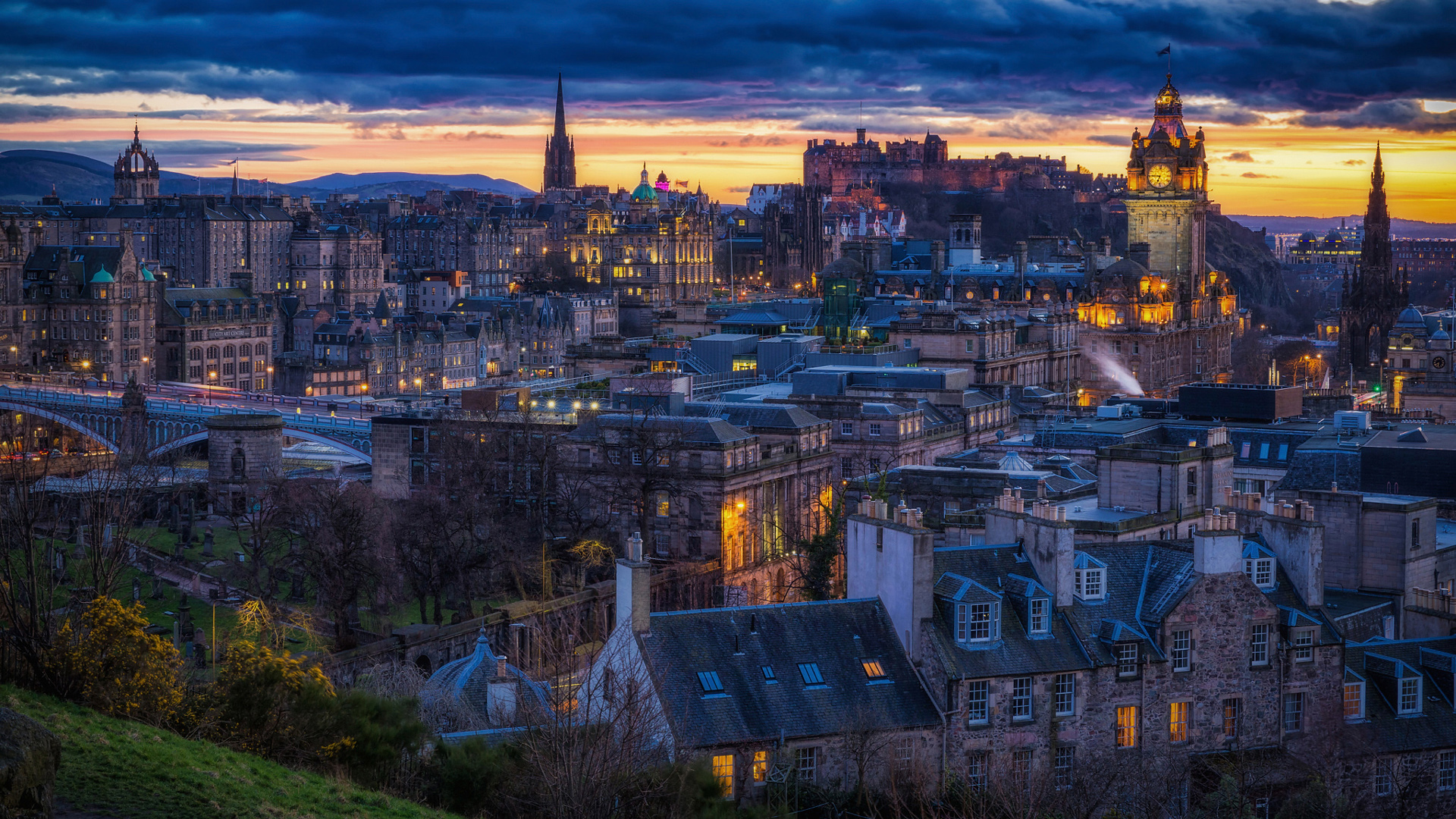  Edinburgh Scotland City Buildings During Sunset HD City Wallpapers 