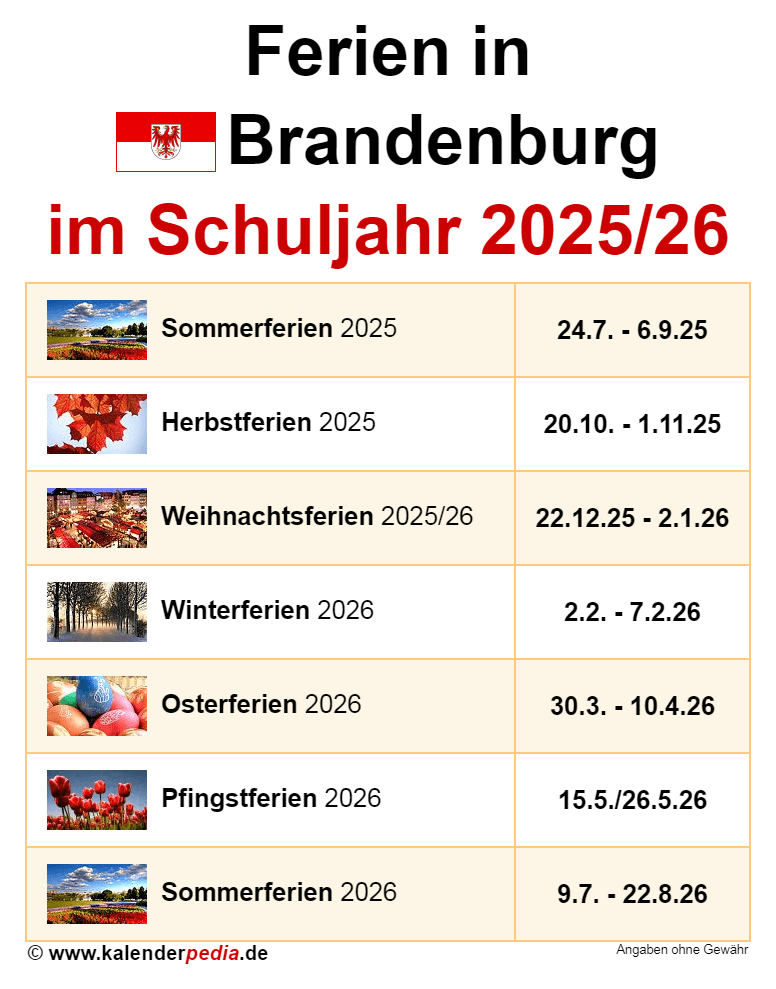 Abitur 2026 Brandenburg Kalender 2026 Brandenburg: Ferien, Feiertage, Pdf-vorlagen