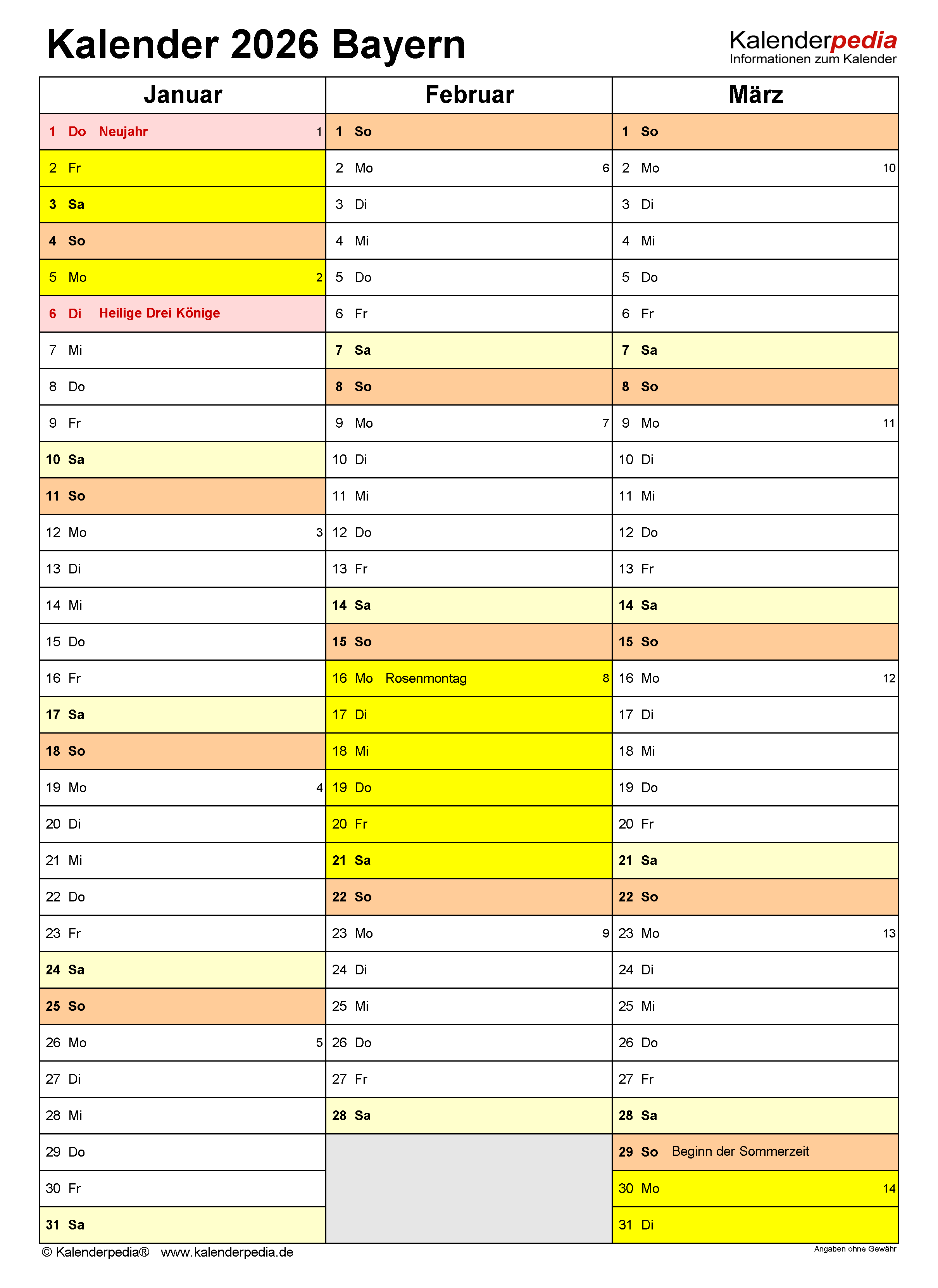  Foto zu Kalender 2026 Bayern: Ferien, Feiertage, Excel-Vorlagen 