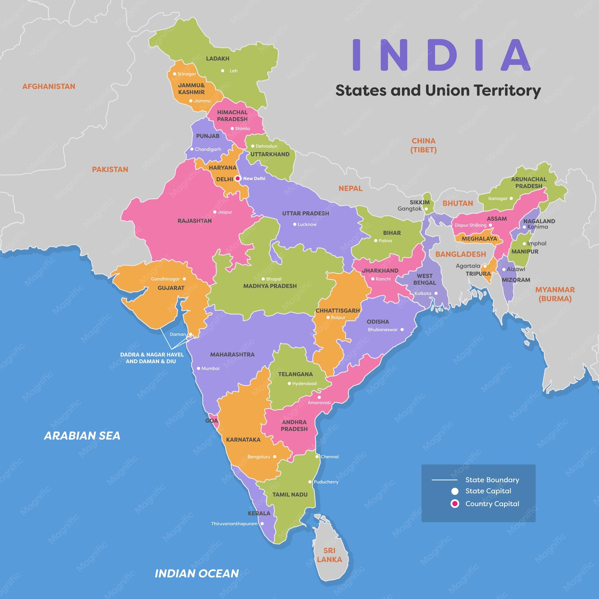  Foto zu Una mappa dell'india con il nome dello stato dell'india. 