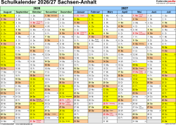 Winterferien Sachsen-anhalt 2026 Kalender 2026 Sachsen-anhalt: Ferien, Feiertage, Excel-vorlagen