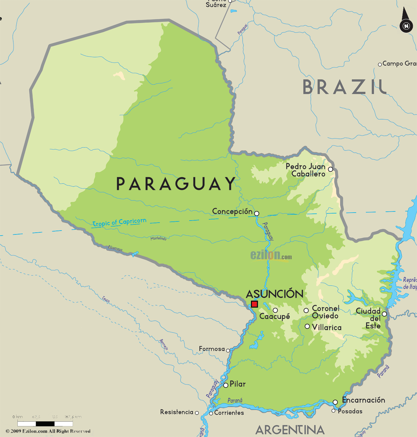  Foto zu Physical Map Of Paraguay 