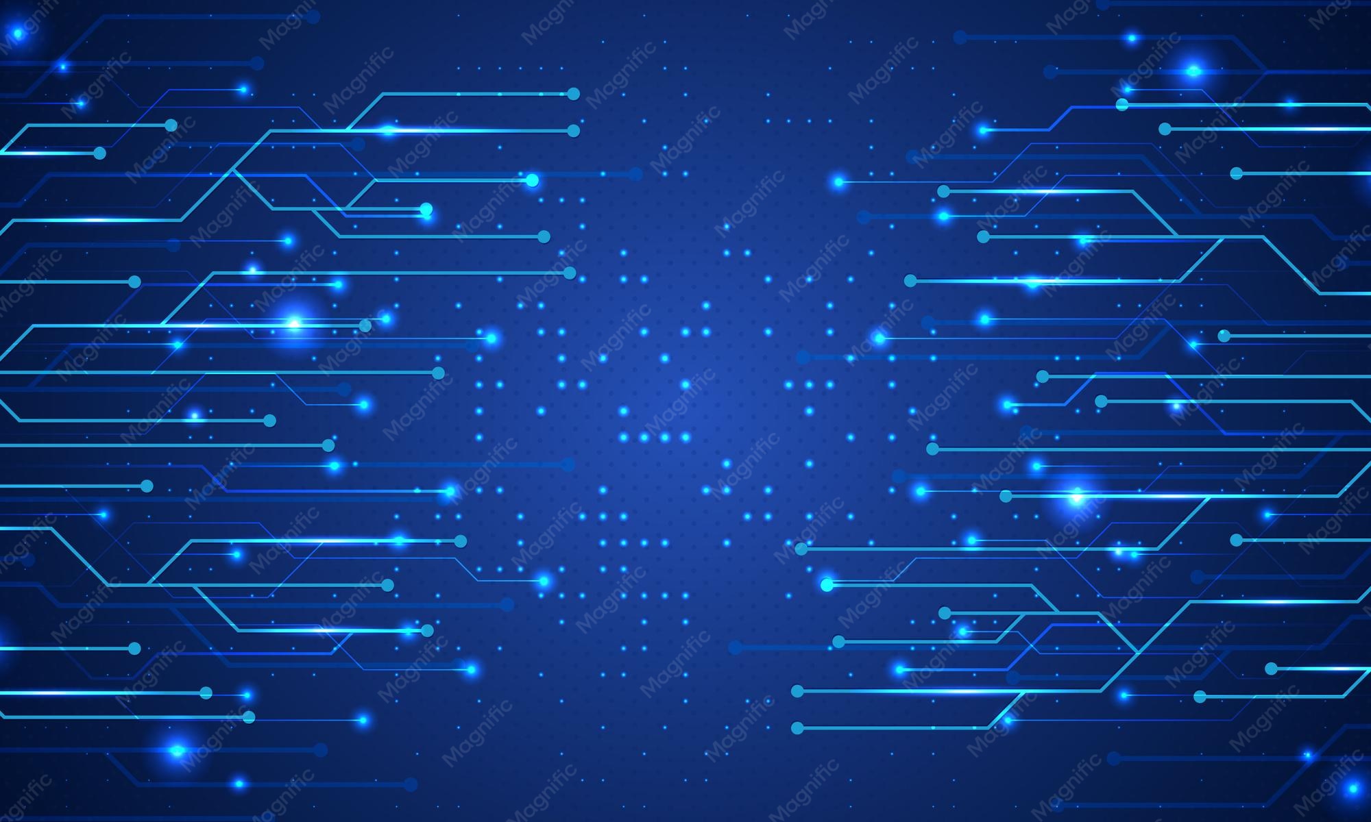 Casino Crypto Currency Betting – Abstract glowing blue wire lines future technology digital network …