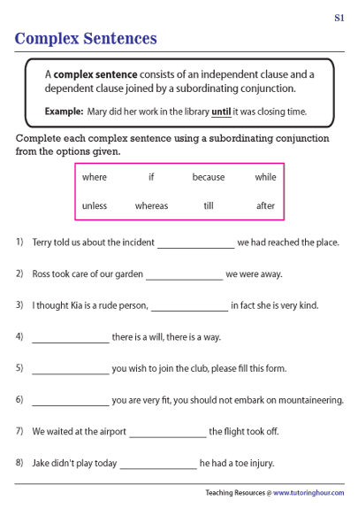 Easy Creative Educational Games Simple In Canada Complex Sentence Worksheets