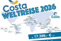 Costa Weltreise 2026 Route Aida Weltreise 2026-2027