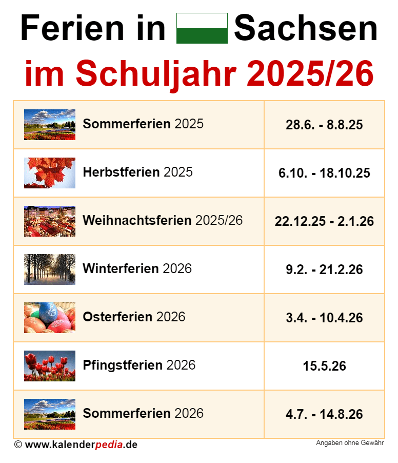  Foto zu Ferien in Sachsen im Schuljahr 2025/26 