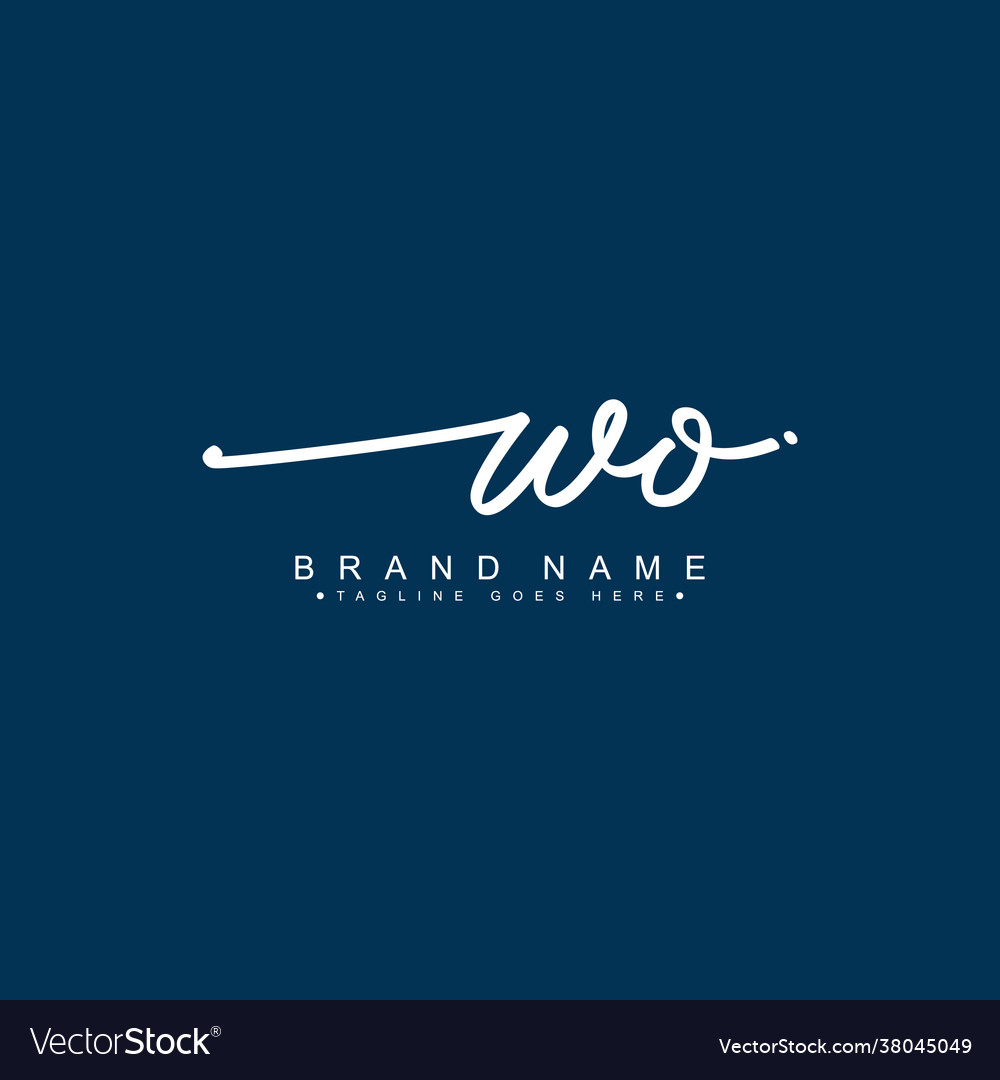  Initial letter wo logo - hand drawn signature Vector Image Illustration 