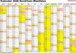 Schulferien Nrw 2026 Pdf Kalender 2026 nrw Kostenlos: Ferien-übersicht, Feiertage, pdf-vorlagen …