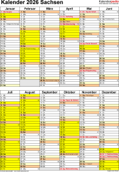  Foto zu Kalender 2026 Sachsen: Ferien, Feiertage, PDF-Vorlagen 