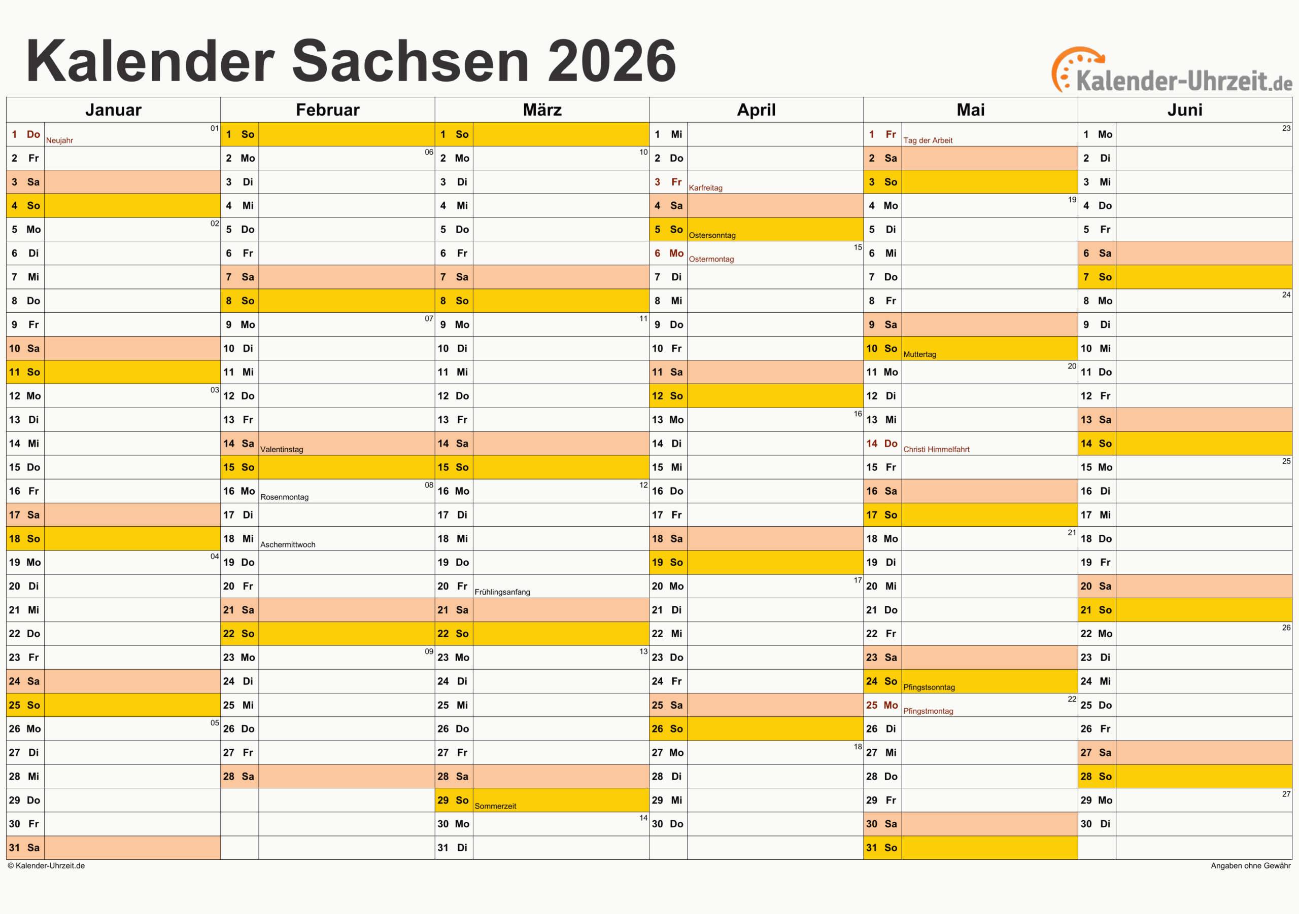 Ferien Oktober 2026 Sachsen Kalender 2026 sachsen: ferien, Feiertage, Excel-vorlagen