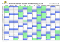 Faschingsferien Baden-württemberg 2026 Kalender 2026 baden-württemberg: Word-vorlagen Mit Ferien